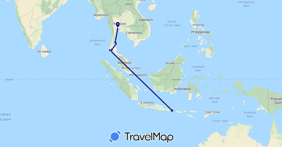 TravelMap itinerary: driving in Indonesia, Thailand (Asia)